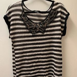 Daytrip striped top with metal beaded accents